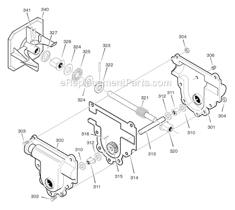 Gear_Case Diagram and Parts List for  Murray Snow Blower