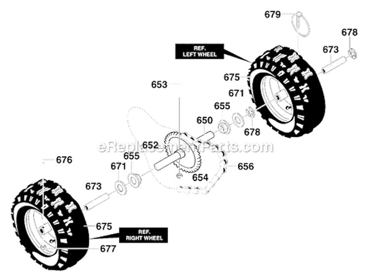 Wheels_Assembly Diagram and Parts List for  Murray Snow Blower