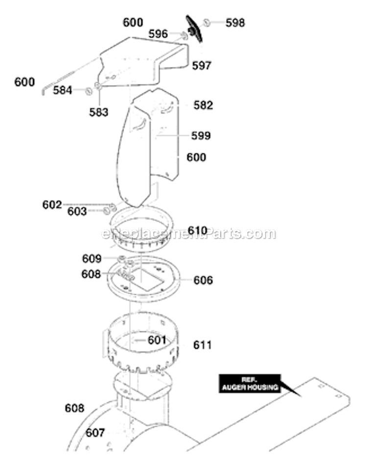 Discharge_Chute_Assembly Diagram and Parts List for  Murray Snow Blower