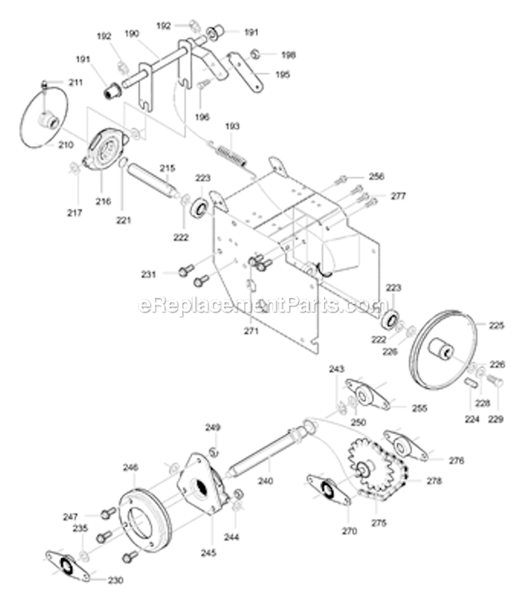 Drive_Components_Assembly Diagram and Parts List for  Murray Snow Blower