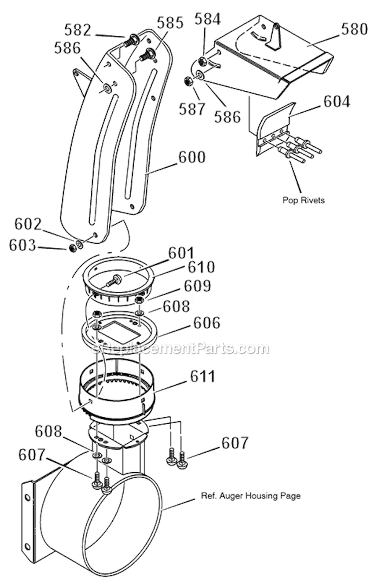 Discharge_Chute Diagram and Parts List for  Murray Snow Blower