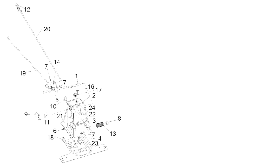 Pedals Diagram and Parts List for 2020 Murray Lawn Tractor