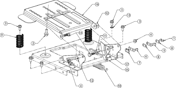 Seat Adjustment Diagram and Parts List for (13BC77LF058)(2018) Murray Lawn Tractor