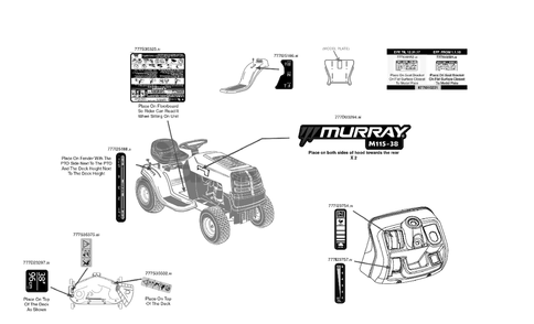 Label Map Diagram and Parts List for (13BC77LF058)(2018) Murray Lawn Tractor