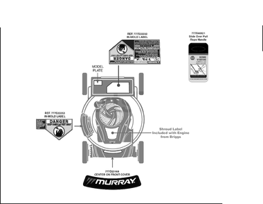 Label Map Diagram and Parts List for 2018 Murray Lawn Mower