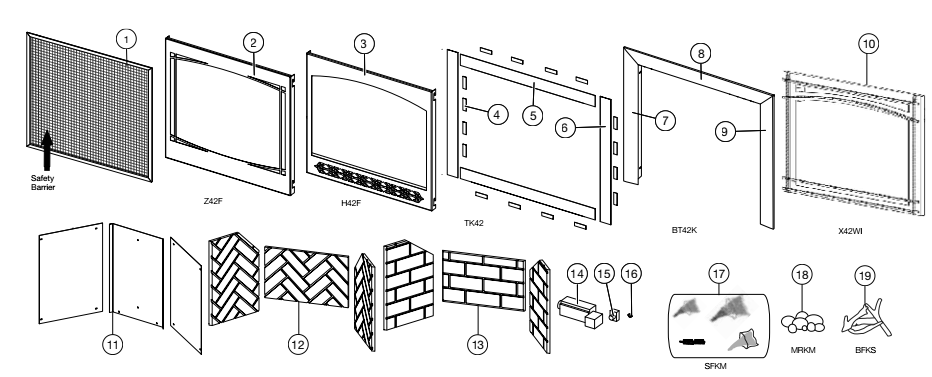 Section_4 Diagram and Parts List for  Napoleon Fireplace & Insert