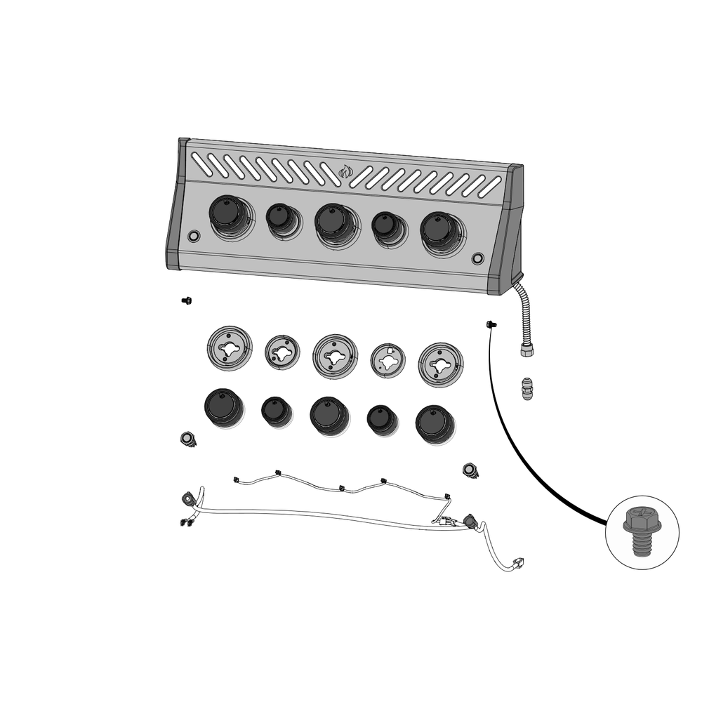 Control Panel Diagram and Parts List for  Napoleon Built-In Cooking