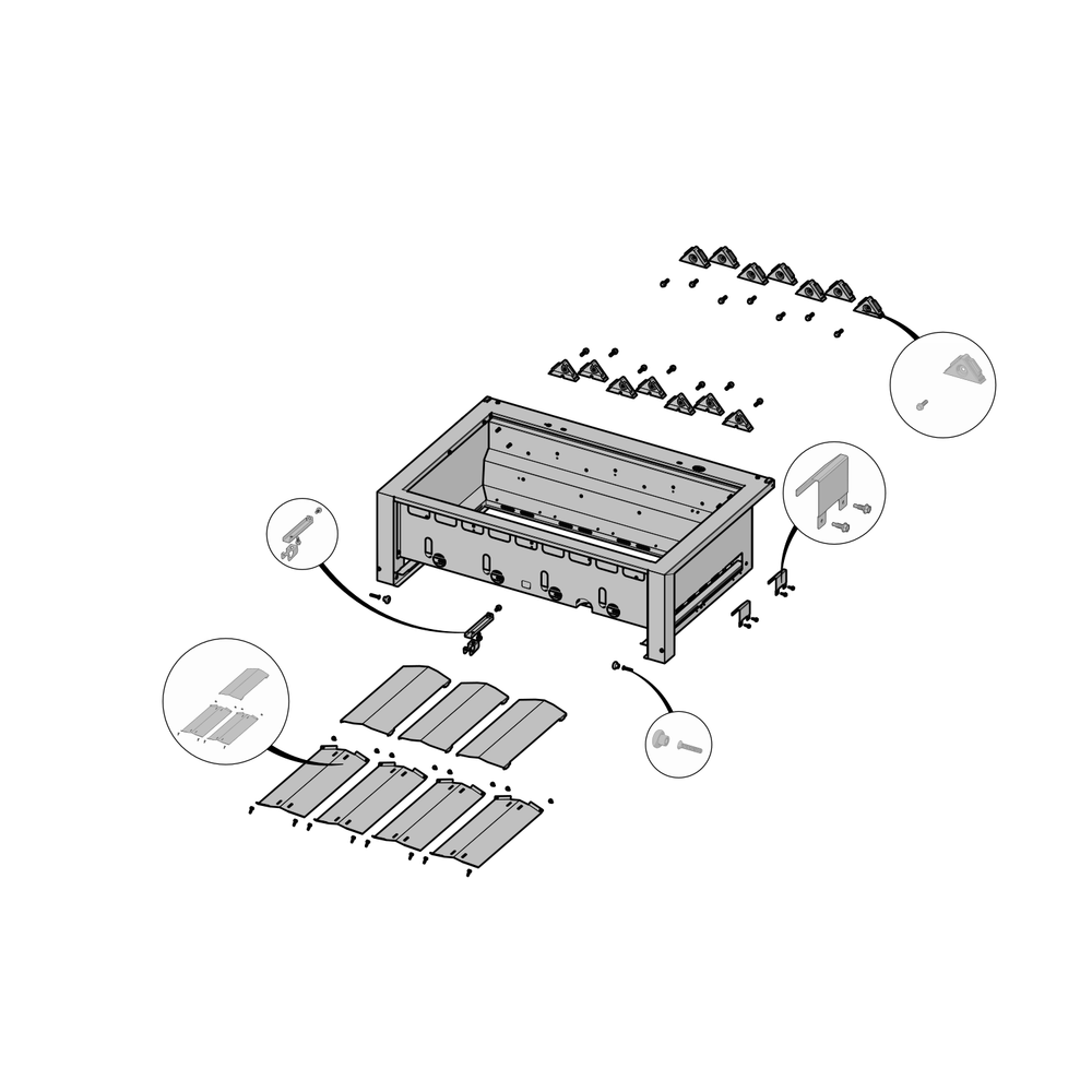Base Assembly Diagram and Parts List for  Napoleon Built-In Cooking