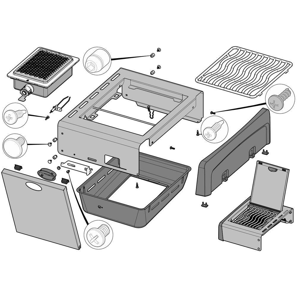 Left Shelf Diagram and Parts List for  Napoleon Built-In Cooking