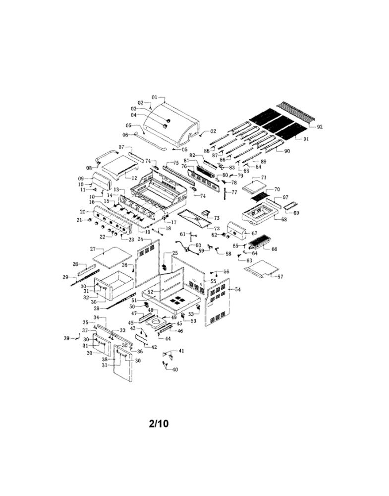 Gas Grill Diagram and Parts List for  Nexgrill Grill