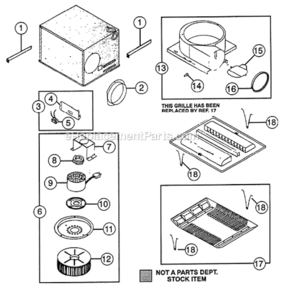 Page A Diagram and Parts List for  Nutone Bath & Ventilation Fan