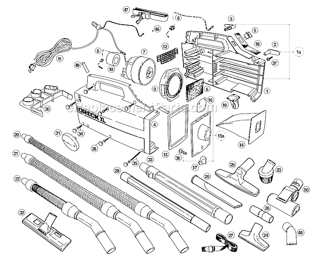 Page A Diagram and Parts List for BB870-AWQ Type 3 Oreck Canister Vacuum