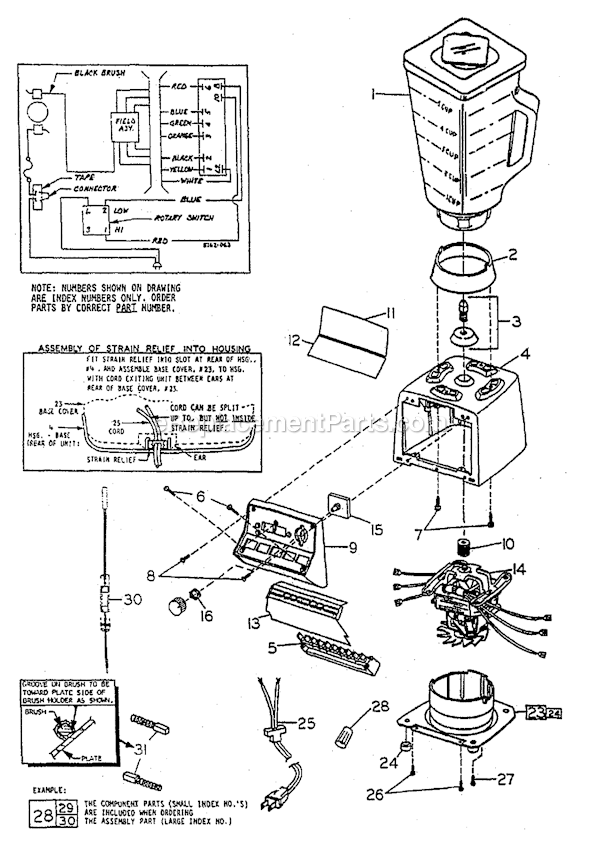 Page A Diagram and Parts List for  Oster Blender