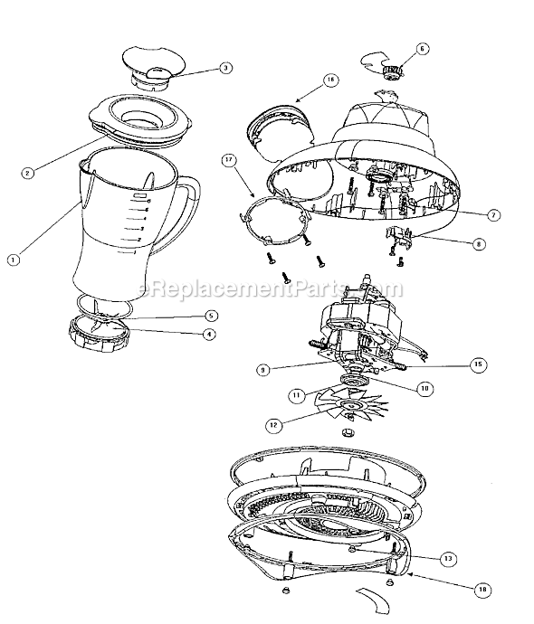 Page A Diagram and Parts List for  Oster Blender