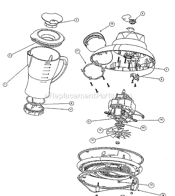 Page A Diagram and Parts List for  Oster Blender
