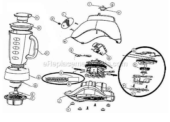 Page A Diagram and Parts List for  Oster Blender
