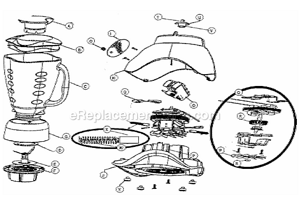 Page A Diagram and Parts List for  Oster Blender