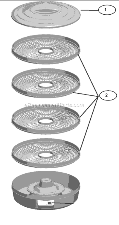 Page A Diagram and Parts List for  Oster Dehydrator