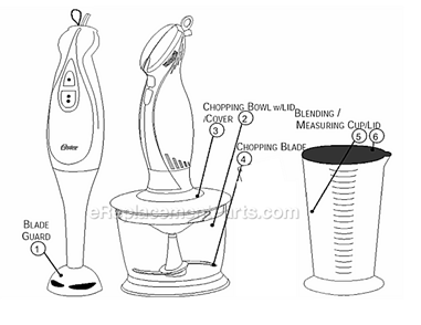 Page A Diagram and Parts List for  Oster Blender