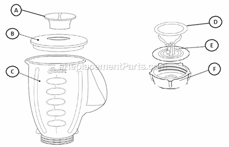 Part Location Diagram of 124461000000 Oster Pro ROUND GLASS BLENDER JAR