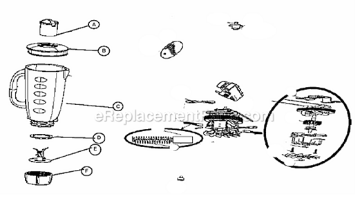 Page A Diagram and Parts List for  Oster Blender