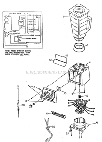 Page A Diagram and Parts List for  Oster Blender