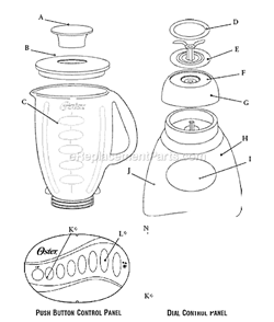 Page A Diagram and Parts List for  Oster Blender