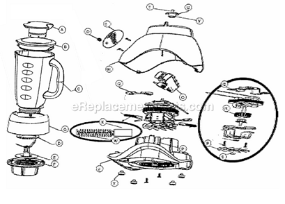 Page A Diagram and Parts List for  Oster Blender