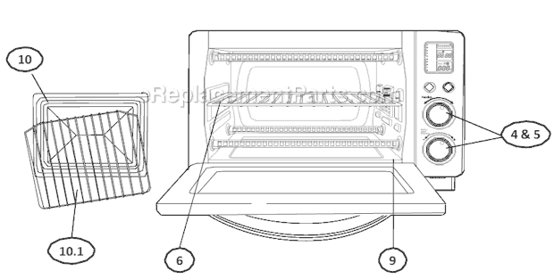Page A Diagram and Parts List for  Oster Toaster