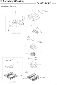 01 Main Body Section Diagram and Parts List for  Panasonic Fan