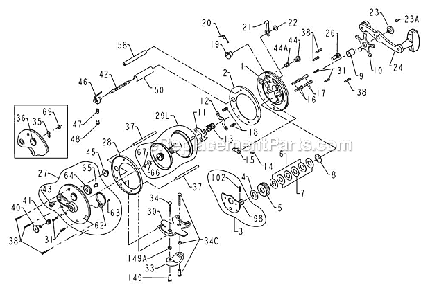 Page A Diagram and Parts List for  Penn Conventional Reels