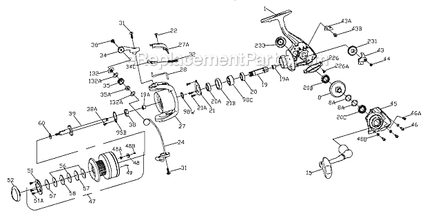 Page A Diagram and Parts List for  Penn Spinning Reels