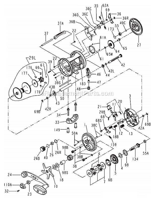 Page A Diagram and Parts List for  Penn Conventional Reels