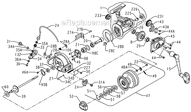 Page A Diagram and Parts List for  Penn Spinning Reels