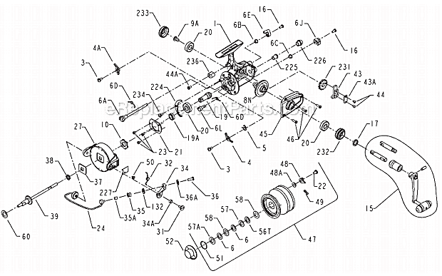 Page A Diagram and Parts List for  Penn Spinning Reels