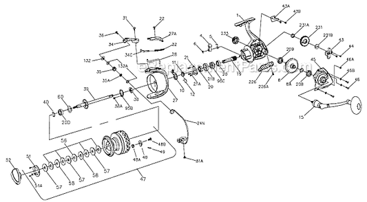 Page A Diagram and Parts List for  Penn Spinning Reels