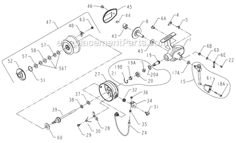 Page A Diagram and Parts List for  Penn Spinning Reels