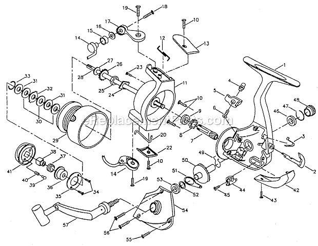 Page A Diagram and Parts List for  Pflueger Spinning Reels