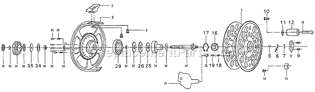 Page A Diagram and Parts List for  Pflueger Fly Reels