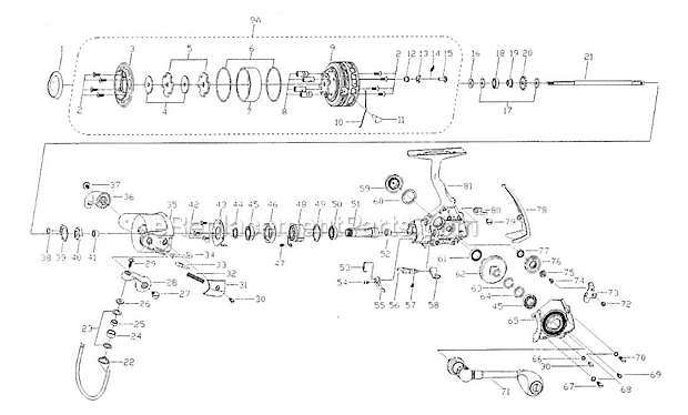 Page A Diagram and Parts List for  Pflueger Spinning Reels