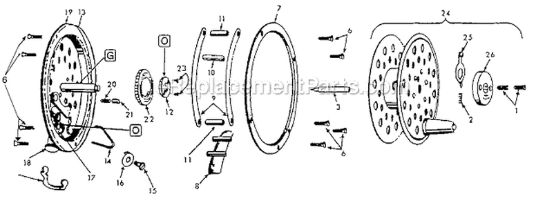 Page A Diagram and Parts List for  Pflueger Fly Reels