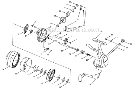Page A Diagram and Parts List for  Pflueger Spinning Reels
