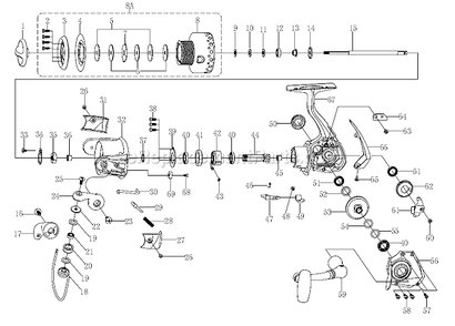Page A Diagram and Parts List for  Pflueger Spinning Reels