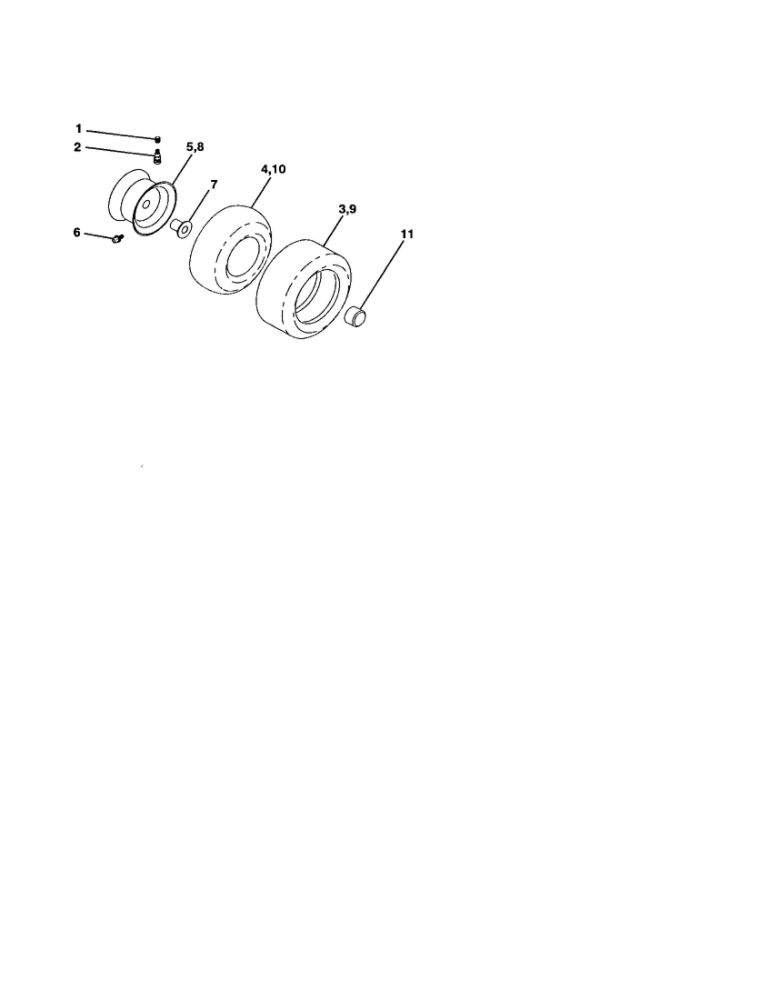 Wheels And Tires Diagram and Parts List for  Poulan Lawn Tractor