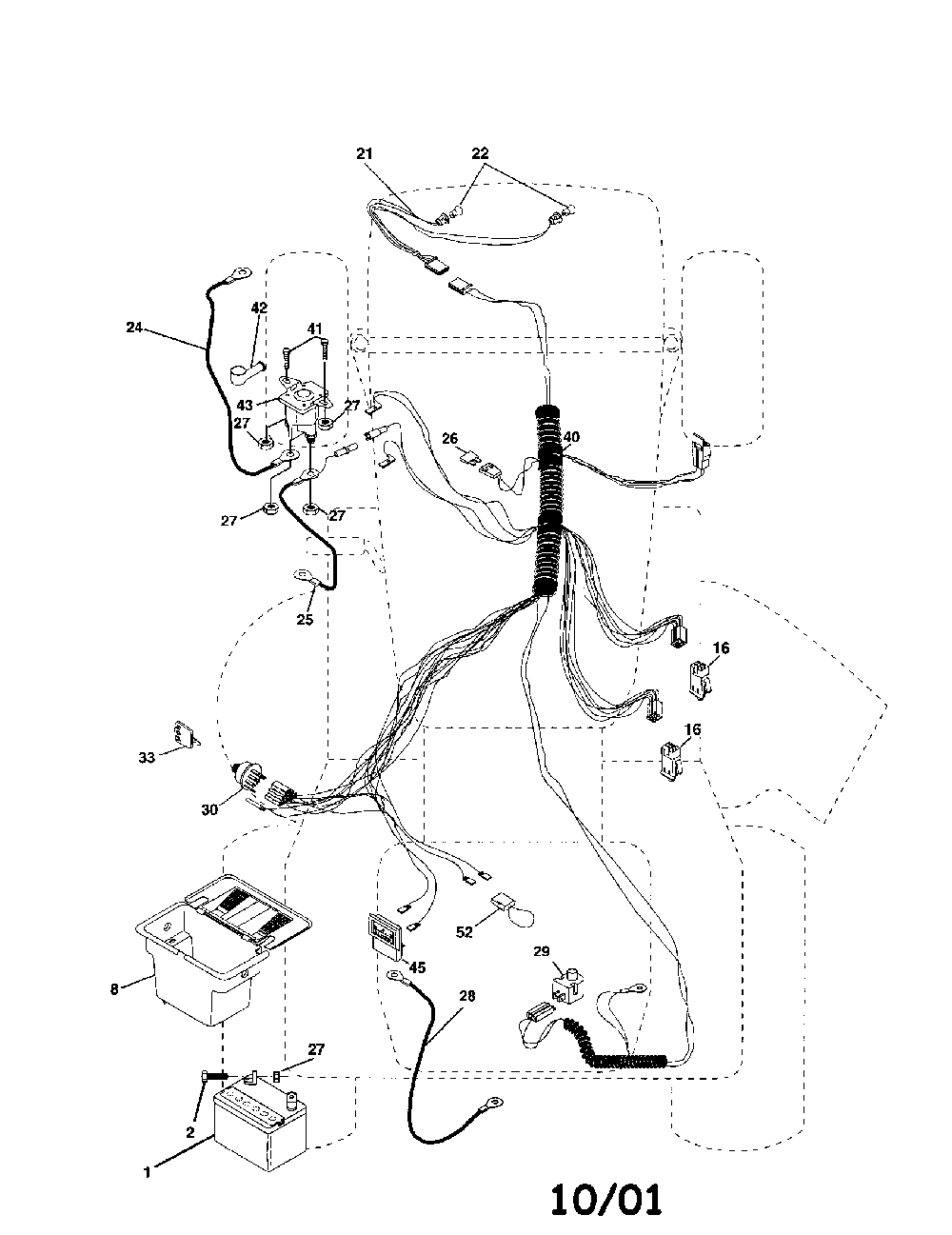 Electrical Diagram and Parts List for  Poulan Lawn Tractor