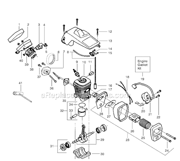 Page B Diagram and Parts List for Type 2 Poulan Chainsaw