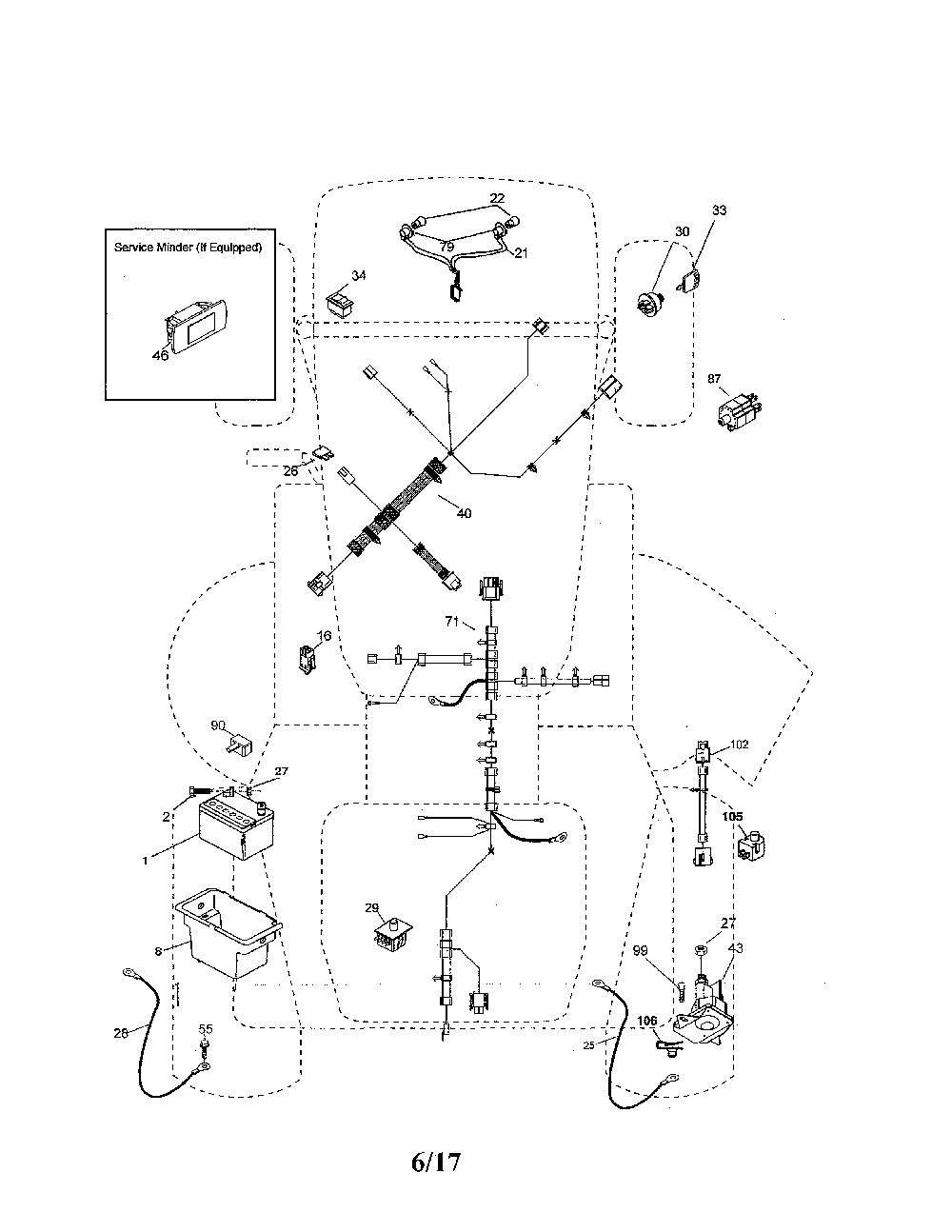 Electrical Diagram and Parts List for  Poulan Lawn Tractor