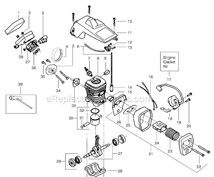 Page B Diagram and Parts List for Type 4 Poulan Chainsaw
