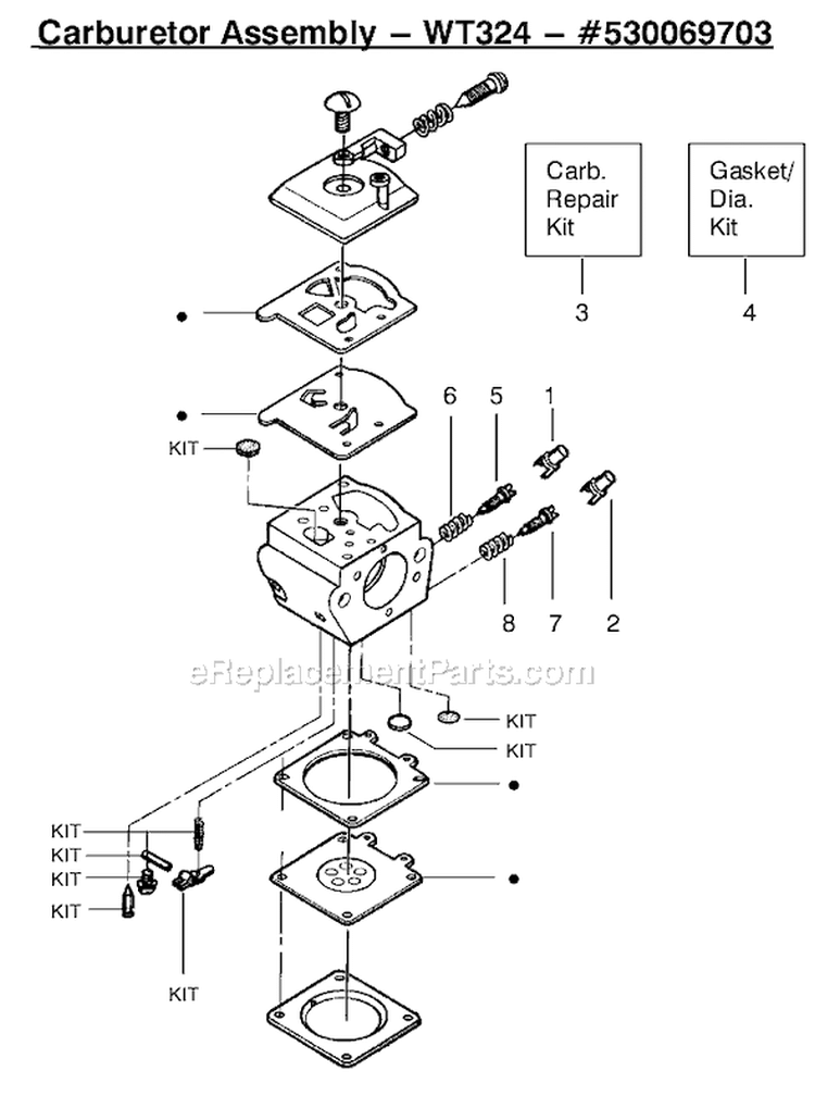 Page C Diagram and Parts List for Type 4 Poulan Chainsaw