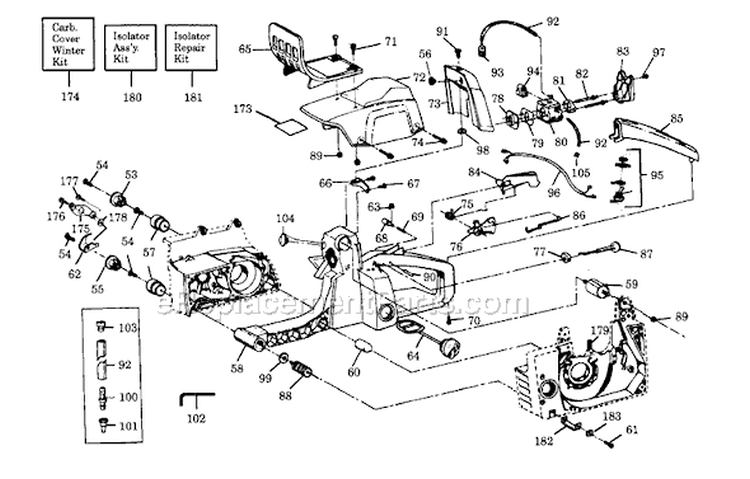 External Power Unit Diagram and Parts List for  Poulan Chainsaw